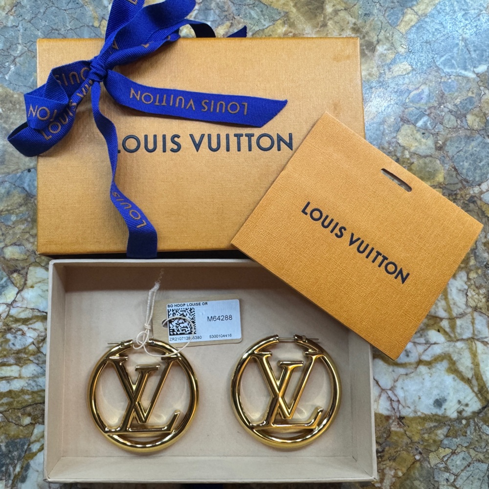 Louis Vuitton Orange Box with Blue Ribbon AUTHENTIC LV HOOPS! As seen on tv!